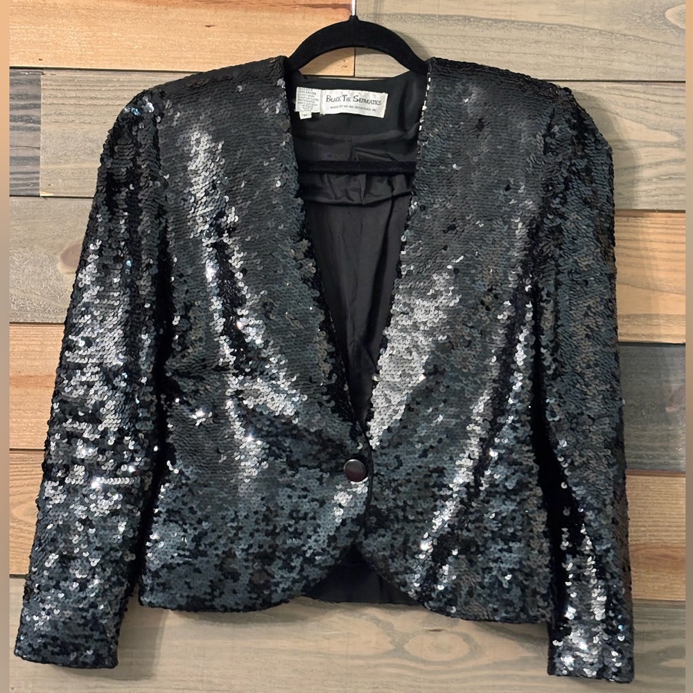 Sequin Black Blazer Jacket - image 1